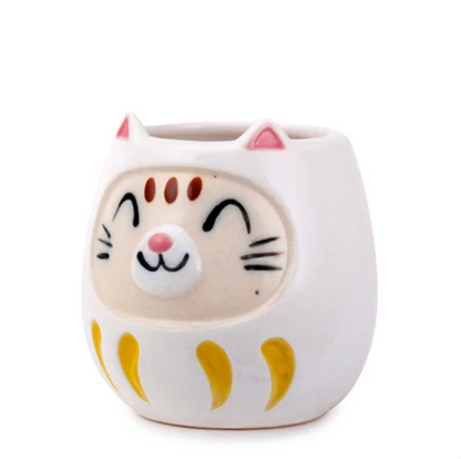Japanese Daruma Cat Yunomi Style 10 fl oz Tea Cup Reactive Glaze by Urban Tokyo