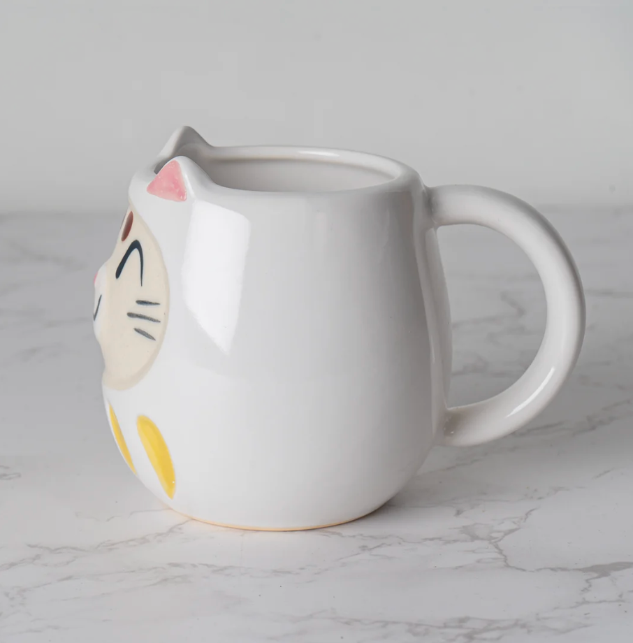 Japanese Daruma Cat Yunomi Style 10 fl oz Tea Cup Reactive Glaze by Urban Tokyo
