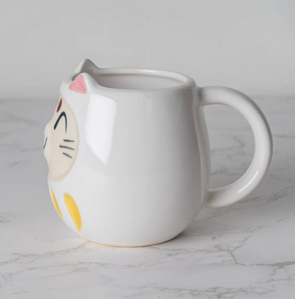 Japanese Daruma Cat Yunomi Style 10 fl oz Tea Cup Reactive Glaze by Urban Tokyo
