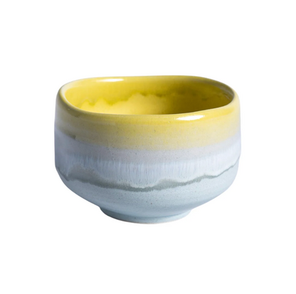 Mino Ware 12oz Matcha Bowl Yellow Blue Glazed  by Urban Tokyo