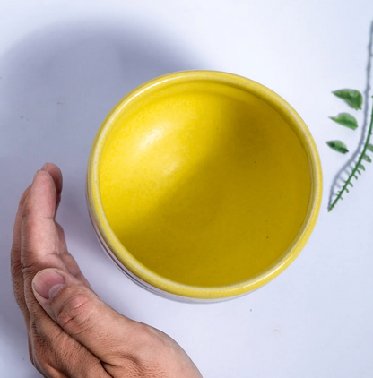 Mino Ware 12oz Matcha Bowl Yellow Blue Glazed  by Urban Tokyo