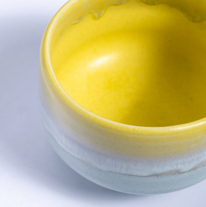 Mino Ware 12oz Matcha Bowl Yellow Blue Glazed  by Urban Tokyo