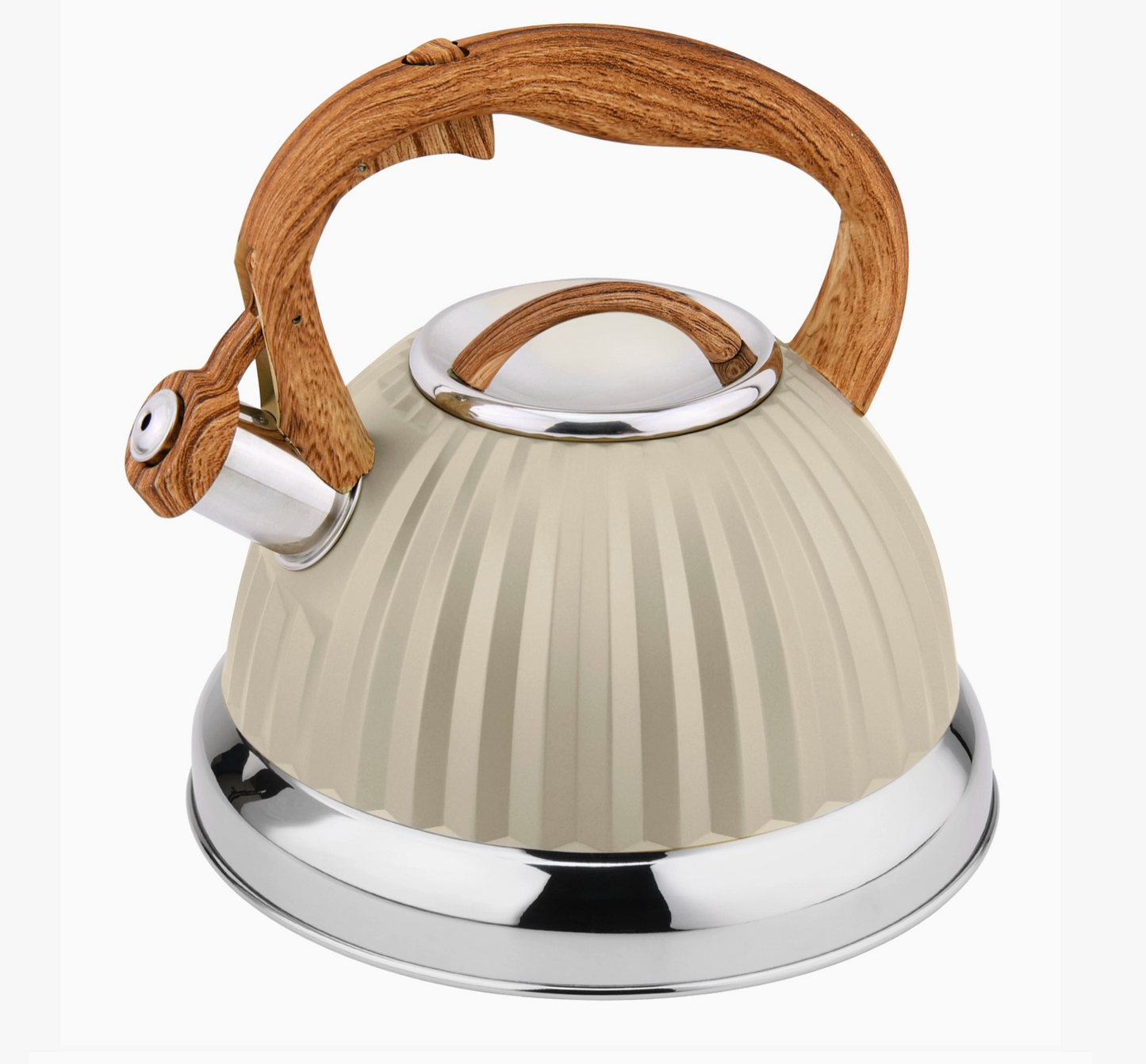 Modern Stovetop Tea Kettle with Wooden Handle and Spout by Lorren Home Trends