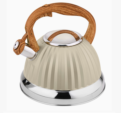 Modern Stovetop Tea Kettle with Wooden Handle and Spout by Lorren Home Trends