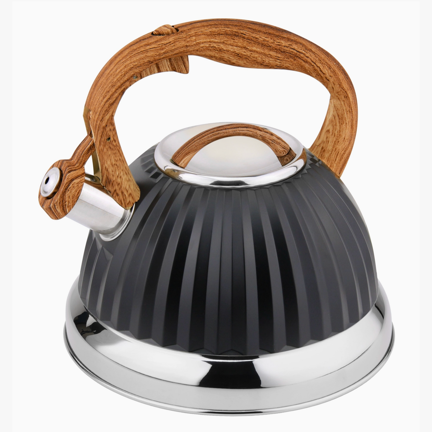 Modern Stovetop Tea Kettle with Wooden Handle and Spout by Lorren Home Trends