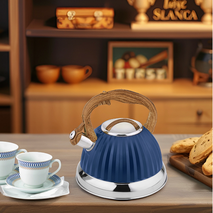 Modern Stovetop Tea Kettle with Wooden Handle and Spout by Lorren Home Trends