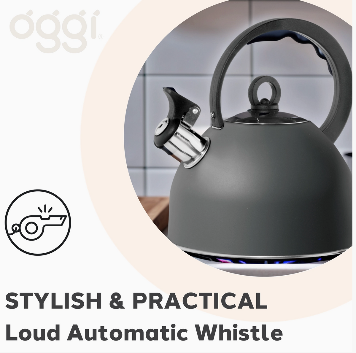 Whistling 64 Ounce Stovetop Kettle by Oggi