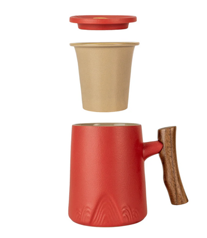 15oz Zen Tea Mugs with Lid and Infuser-Red by Urban Tokyo