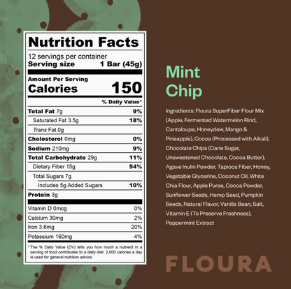 Chocolate Mint Chip Fiber Bar by Floura & Co.