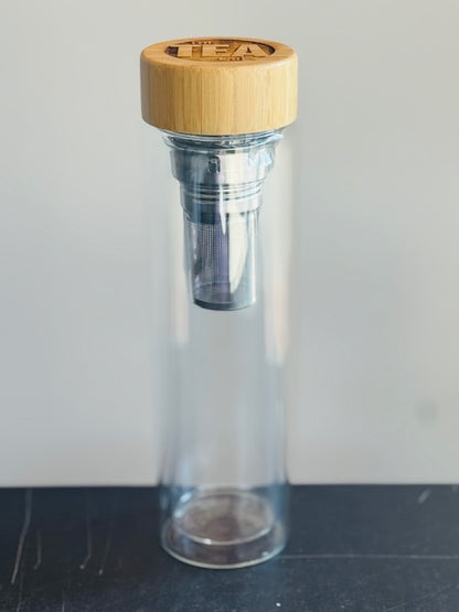 Borosilicate Glass 16 oz.Bamboo Tea Infuser Bottle by The Tea Lab