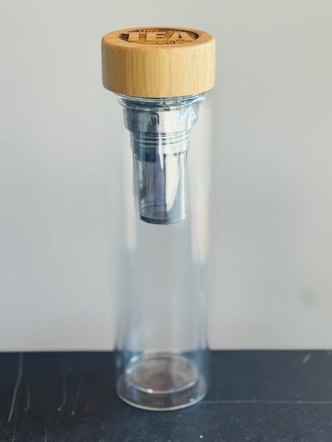 Borosilicate Glass 16 oz.Bamboo Tea Infuser Bottle by The Tea Lab