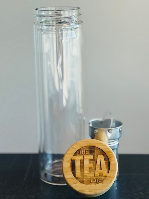 Borosilicate Glass 16 oz.Bamboo Tea Infuser Bottle by The Tea Lab