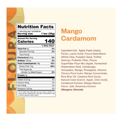 Mango Cardamom Prebiotic Bar by Floura & Co.