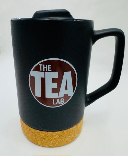 The Tea Lab Logo 17oz. Black Mug with Cork Bottom